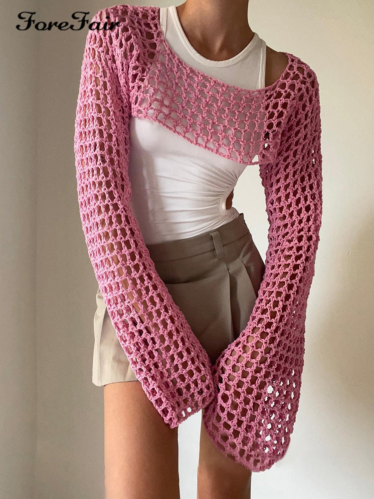 Long Sleeve Knitted Crop Top