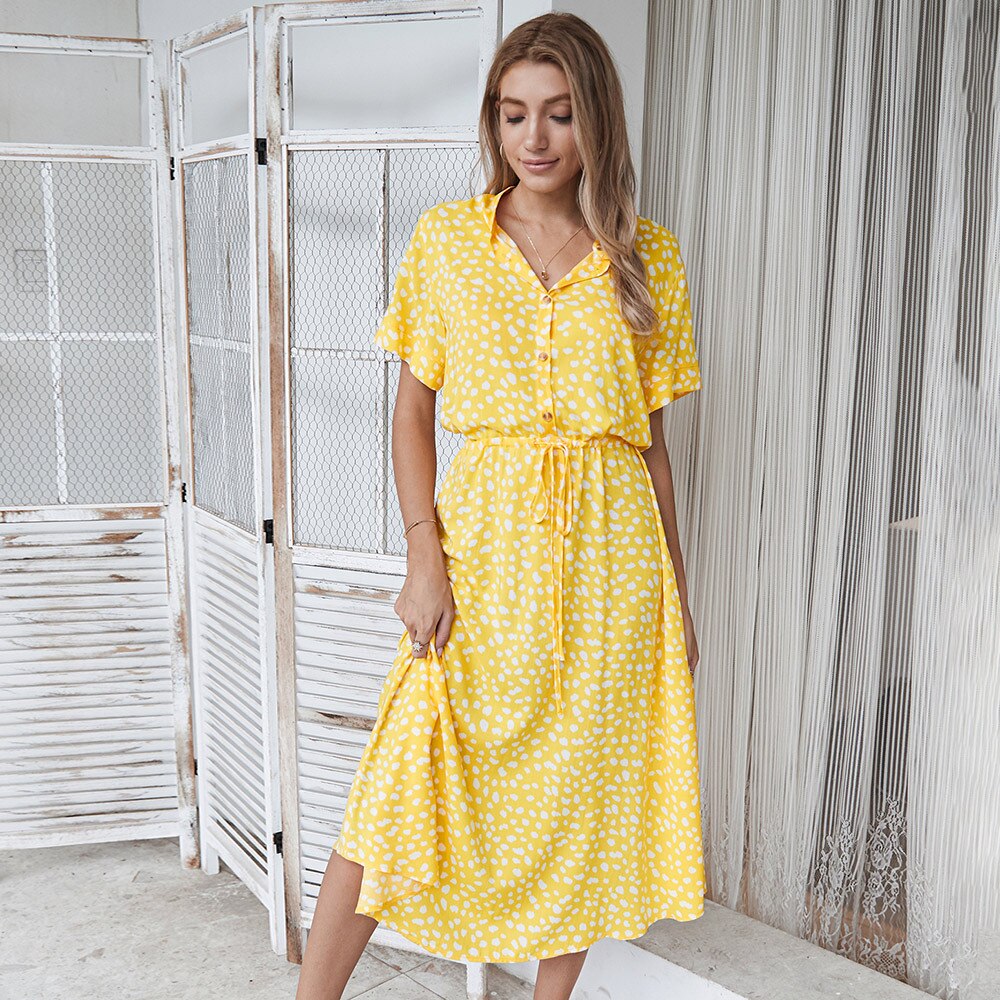 Solid Dot Elegant Bohemia Dresses