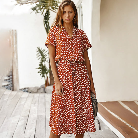 Solid Dot Elegant Bohemia Dresses