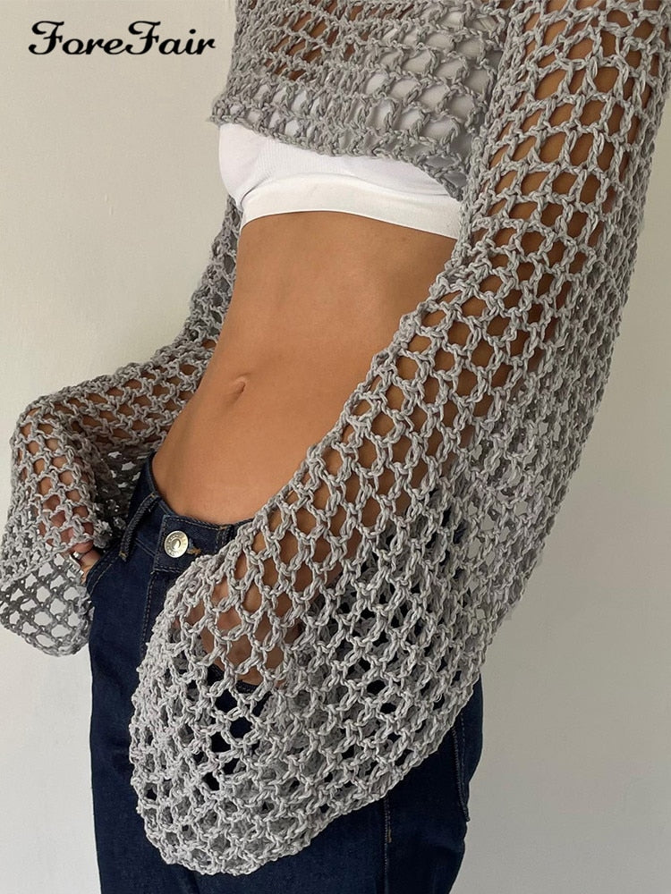 Long Sleeve Knitted Crop Top