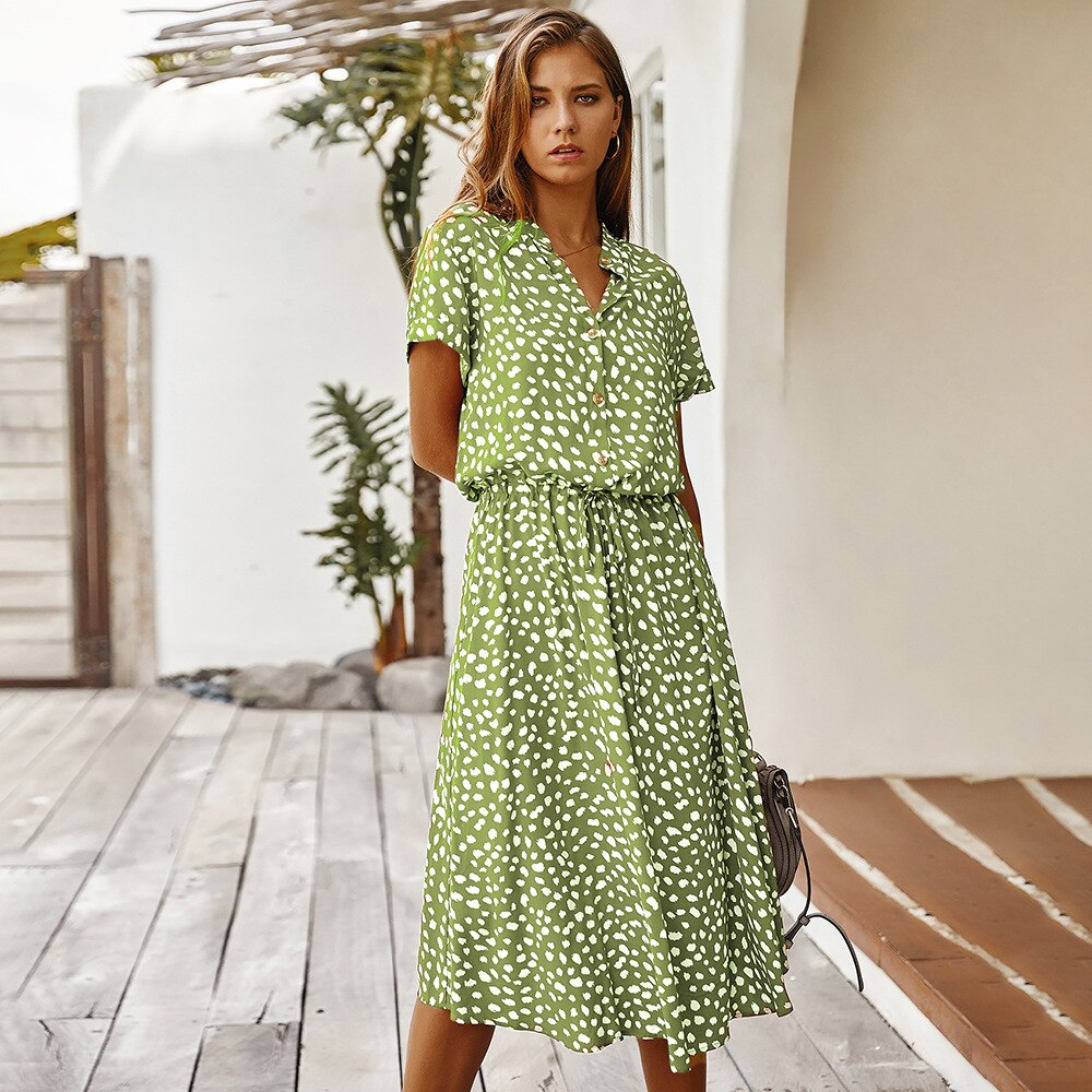 Solid Dot Elegant Bohemia Dresses