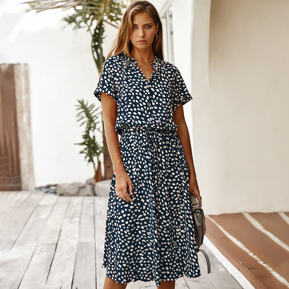 Solid Dot Elegant Bohemia Dresses