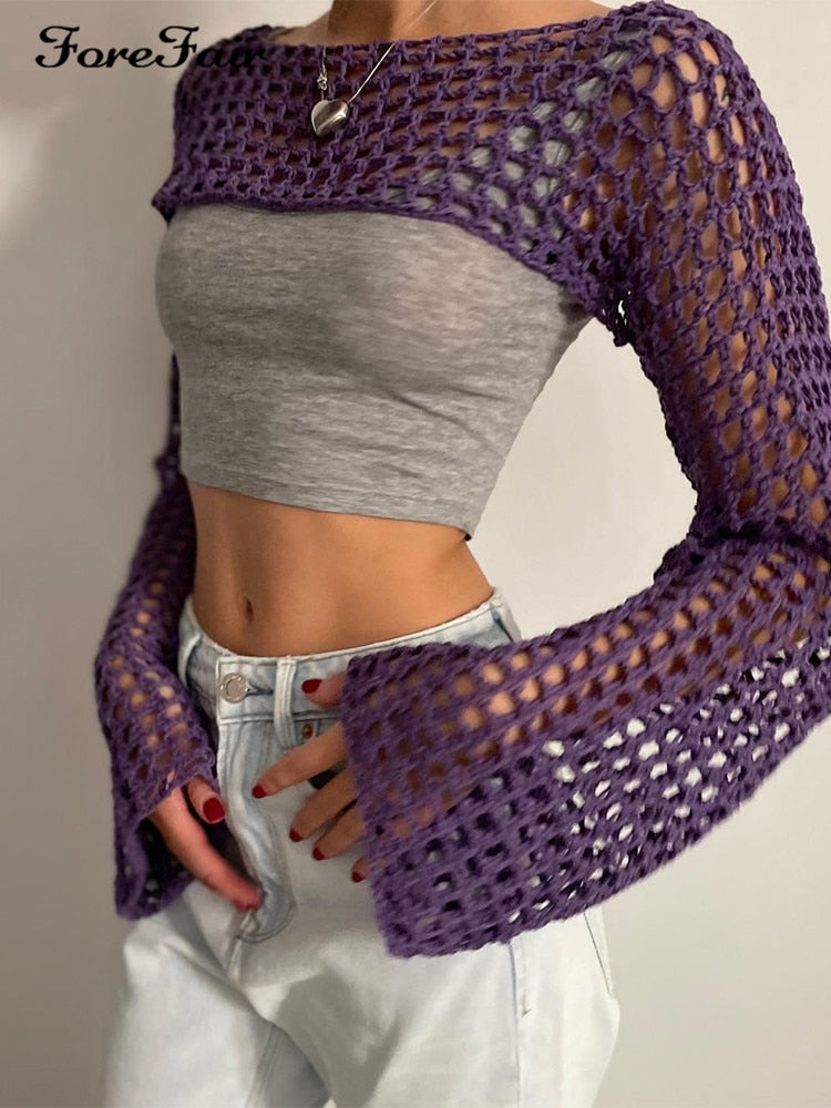 Long Sleeve Knitted Crop Top